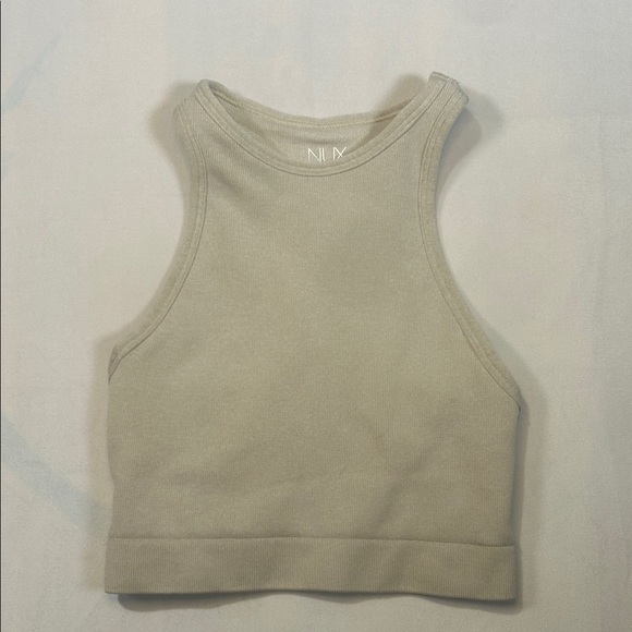 NUX Cream Ribbed Crop Top/Sports Bra - Picture 7 of 7